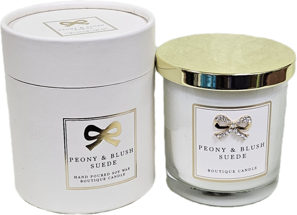 Peony & Blush Suede Boxed Soy Wax Candle
