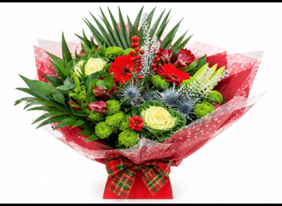 A Scottish Christmas - A seasonal collection of flowers and greenery with a touch of Scottish flare.